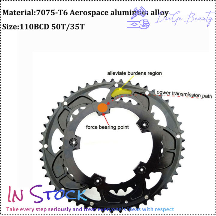 พร้อมสต็อก-จักรยานรูปไข่-chainring-110bcd-จักรยานถนนรอบ-chainring-chainwheel-ขี่จักรยานชิ้นส่วน-กับ5เหล็กคู่แผ่นเล็บ