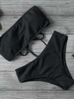 hotx 【cw】 Swimwear Waist Set  New Strapless Swimsuit Padded Bathing Piece Push up