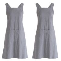 2X Linen Back Cooking Apron Suitable for Ladies and Men with Pockets Cute Suitable for Baking Kitchen