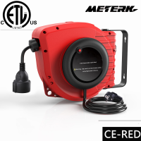 Meterk 50FT ม้วนสายไฟต่อแบบพับเก็บได้ + 4.5 (15 + 1.5เมตร) 13A 14AWG ไฟฟ้า3C SJT กับสายดินสามช่องแตะผนัง/เพดาน (° หมุนได้180) ที่อุดปรับได้