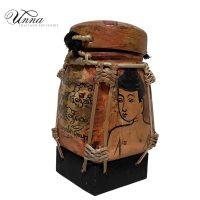 กระติบไม้ไผ่ ลายอักษรล้านนา ทำสีโทนโบราณ Bamboo box small size for souvenir Thai handmade