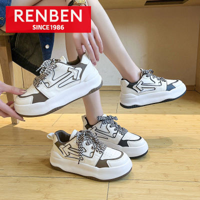 รองเท้าผู้หญิง RENBEN รองเท้าถักรองเท้าลำลองฉบับภาษาเกาหลีรองเท้าวิ่งรองเท้าแฟชั่นน้ำหนักเบารองเท้าผ้าใบสตรี