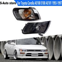 สัญญาณเลี้ยวสำหรับ Toyota Corolla E100 AE100 AE101 1993-1997ไฟหลอดไฟมุมหน้ารถเลนส์สีดำไฟสัญญาณไม่ชุดสายไฟ