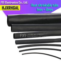 ♣✶♙ 5Meters/LOT Heat shrinkable tube 1mm 1.5mm 2mm 3mm 4mm 5mm 6mm Black Insulation Sleeve