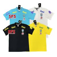 shot goods 【SFS】Top Qualtiy 21-22 Brazil Polo Jersey Copa America Pre Match Football Jersey Soccer Sports Jerseys S-2XL