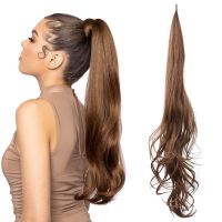 Long Wave Flexible Wrap Ponytail Hair Extensions 32" Synthetic Pony Tail Hairpieces Brown Mix Color Wrap Around Ponytail Hair Wig  Hair Extensions  Pa