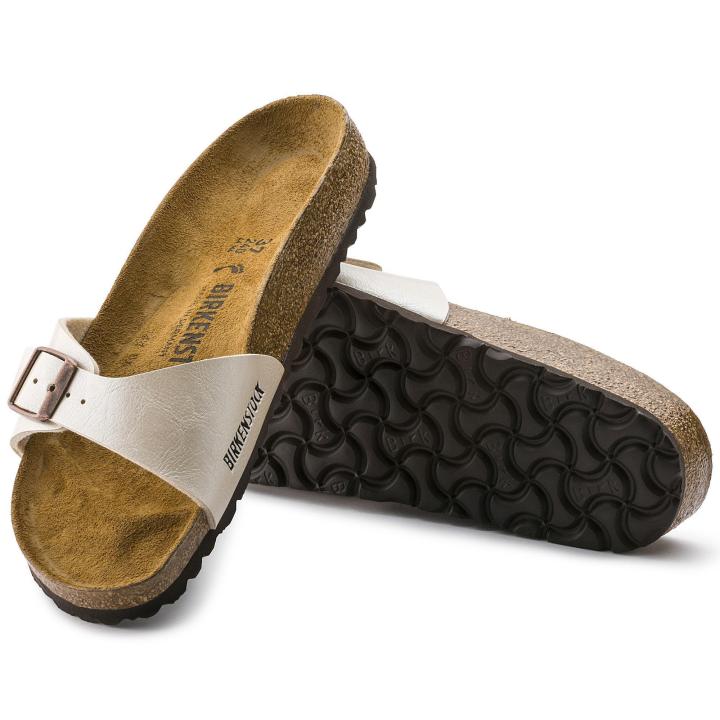 รองเท้าแตะลำลอง-original-germany-genuine-bk-birken-sandals-new-birkenstockรองเท้าแตะ-women-madrid-birko-flor-graceful-pearl-white-ready-stock