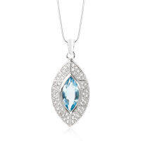 Lenya Jewelry  จี้บลูโทแพซ (Blue Topaz) สีฟ้าใสสวยสง่า ล้อมด้วย ไวท์ โทแพซ (White Topaz) เป็นรูปวงรี 2 ชั้น วิจิตรตระการตา ให้ความรู้สึกหรูหราทุกครั้งที่สวมใส่