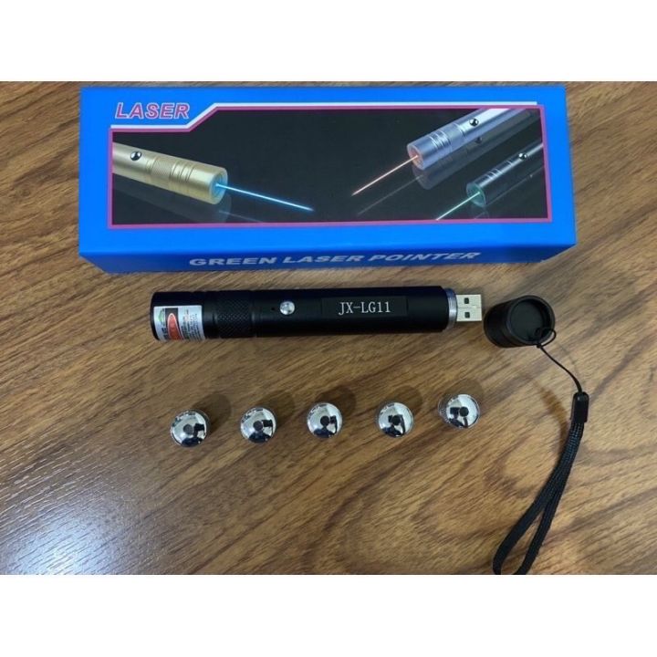 เลเซอร์สีเขียว-jx-lg11-500-mw-green-laser-pointer-ปรับไฟได้2-แบบ-ftee78-ระยะส่อง-2-กม-แบบชาร์จไฟได้-ผ่านหัว-usb-เลเซอร์แสงเขียว-5หัว-เลเซอร์พกพา-เลเซอร์พอยเตอ