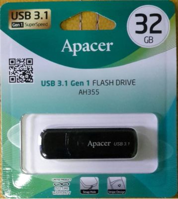 Flash Drive แฟลชไดร์ฟ 32GB Apacer (AH355) USB 3.2 Black