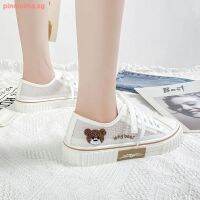 Song Yaxuan s same white shoes, women s wild ins street style, trendy shoes, niche original design, high-top canvas shoes, bear