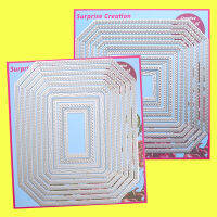 2-Set Large Cutting Dies Polygon Rectangle &amp; Square Scrapbook Cardmaking Paper Craft DIY Metal Stencil Surprise Creation