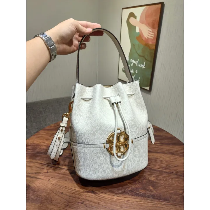 FORM USA Tory Burch TB 1611 bucket bag handle bag miller series shoulder bag  first layer lychee texture cowhide bag tory burch official store authentic  singapo | Lazada Singapore