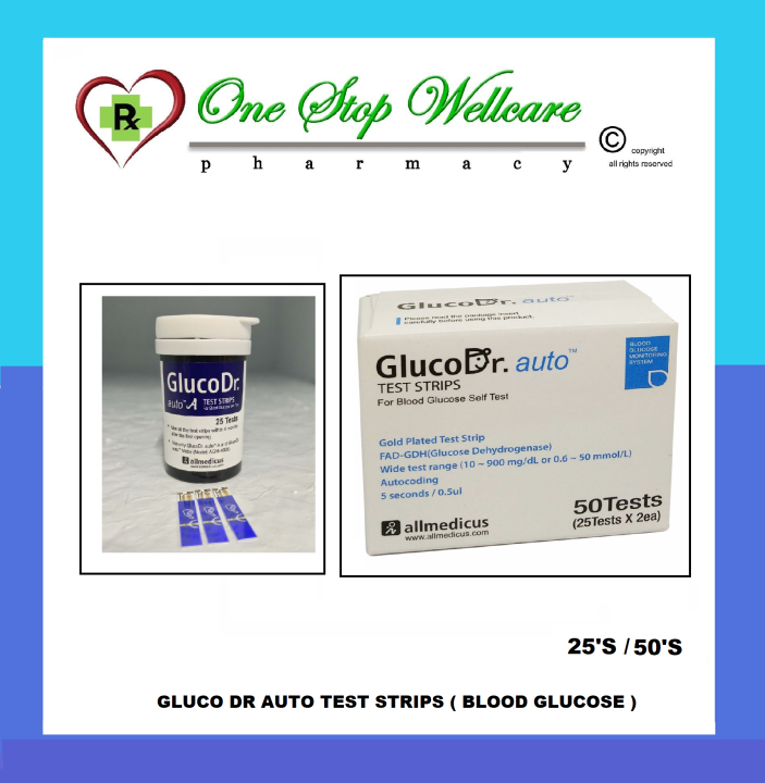 GLUCO DR AUTO TEST STRIPS 25'S / 50'S (EXP02/2025) Lazada