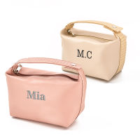 【cw】Personalized Embroidery Portable Toiletry Bag PU Cosmetic Bag Women Make-up Waterproof Kit Custom Gift for Bridesmaids