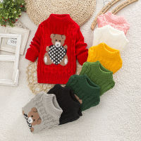 IENENS Boys Girls Winter Clothes Clothing Sweater Child Warm Tops Solid Color O-neck Pullovers 1-8 Years Kids Kintted Sweaters