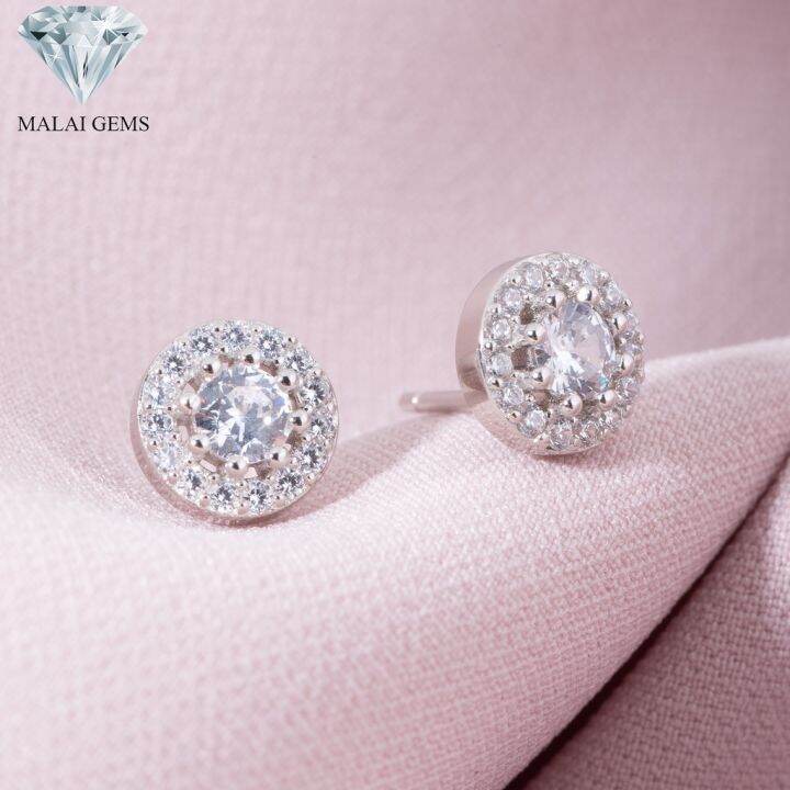 malai-gems-ต่างหูเพชร-เงินแท้-silver-925-เพชรสวิส-cz-เคลือบทองคำขาว-รุ่น-155-40e0037-แถมกล่อง-ต่างหูcz-ต่างหูเงินแท้