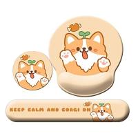 3-In-1 Cute Mouse Pad and Keyboard Wrist Rest Support Wrist Rest with Non- Base with Coaster Silica Gel