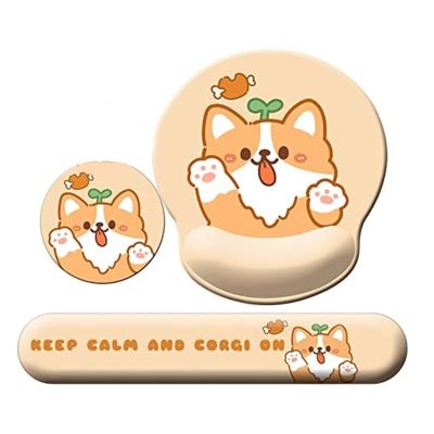 3-In-1 Cute Mouse Pad and Keyboard Wrist Rest Support with Non-Slip Base with Coaster Yellow Silica Gel