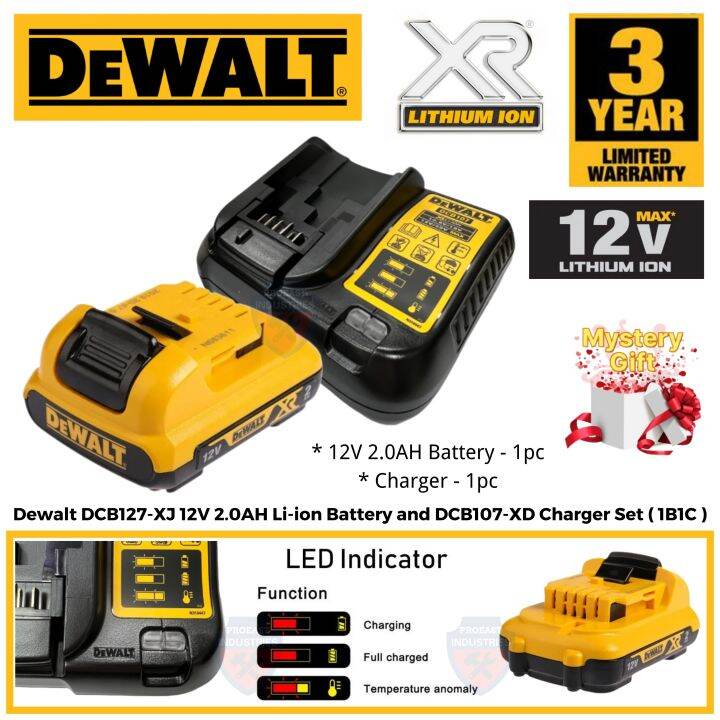 DEWALT DCB127-XJ 12V 2.0AH Li-Ion Battery & DCB107-XD 10.8V-20V Multi ...