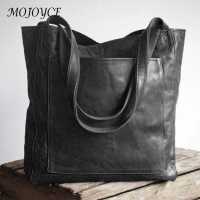 Women Fashion PU Leather Tote Zippered Solid Color Large Capacity Shopping Bag For Women Classic Retro Daily Travel Handbag