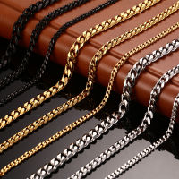 3MM5MM7MM Cuban Link Chain Stainless Steel Necklace Gold Filled Tone Punk Hip Hop Men s Jewelry USENSET