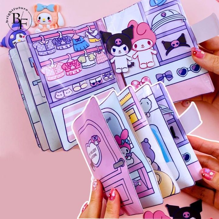 Sanrio Melody Kuromi DIY Dress Up Quiet Book Doll Paper Girl Cute ...