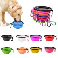 Collapsible Pet Silicone Dog Food Water Bowl Outdoor Camping Travel Portable Folding Pet Supplies Pet Bowl Dishes with Carabiner