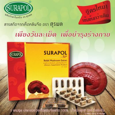 Dr. Surapol Reishi Mushroom Extract 500 mg. ผลิตภัณฑ์เสริมอาหาร สารสกัดจากเห็ดหลินจือ 500 มก. ตรา ดร.สุรพล (30 Capsules) Supurra