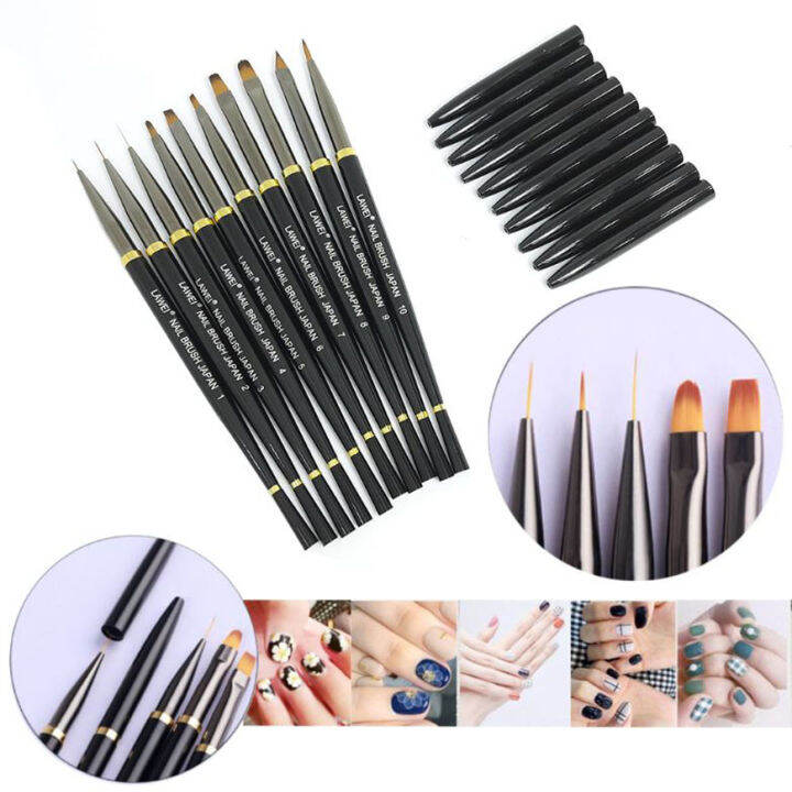 [GIÁ TỐT] Bộ Cọ Bút LAWEI Nail Brush Japan 10 Cây cọ vẽ móng cọ nét