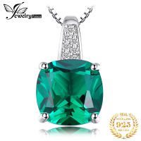 JewelryPalace Simulated Nano Green Emerald 925 Sterling Silver Necklace Women Green Gemstone Solitaire Pendant Necklace No Chain