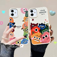 เคสสำหรับ iPhone 15 14 13 12 11 Pro Max X Xr Xs Max 7 8 Plus SE 2020น้อยน่ารักเส้นข้าวสาลีมอนสเตอร์สวยงามคลังสินค้าพร้อมเคสแข็งป้องกันสีขาว