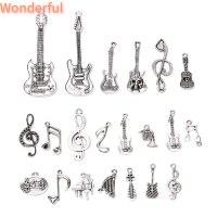 ?【Lowest price】Wonderful กีตาร์อัลลอยสไตล์วินเทจ21ชิ้น เซ็ตจี้รูปโน้ตดนตรีแบบทำมือการค้นพบเครื่องประดับ