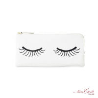 กระเป๋า Miss Etoile (มิสเอทัวร์) สำหรับใส่สิ่งของลายสวยๆน่ารักๆ | Multi Bag Flat Split Leather Close Eyes : MB020