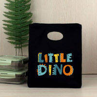 Little Dino Print Cooler Lunch Bags Portable Insulated Canvas Bento Box Totes Thermal Picnic School Foods Storage Pouch for Kids