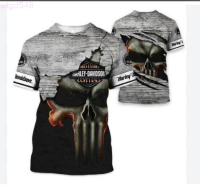 Limited Edition (สต็อกเพียงพอ) Harley-DAVIDSON All Over Full 3D Black T-Shirt Size S-5XL 0212คุณภาพสูง size:S-5XL