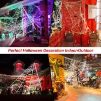 Fake spider webs for Halloween party decorations ใยแมงมุมปลอม แบบยืดหยุ่น สําหรับตกแต่งบ้าน ปาร์ตี้ฮาโลวีน ตกแต่งเพิ่มบรรยากาศ