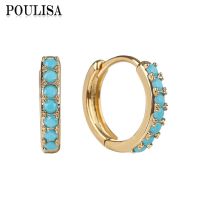 【YP】 Poulisa Turquoise Hoop Earrings for Piercing CZ Hoops Earring Pendiente de