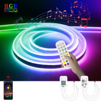 Tuya สมาร์ท12โวลต์ LED นีออนแถบ RGB กันน้ำซิลิโคนแสงเทปหรี่แสงได้ตกแต่งด้วย Wifi บลูทูธแอป IR การควบคุมระยะไกลด้วยปลั๊ก EU