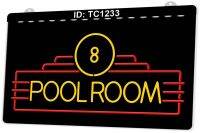 TC1233 Billiards Pool Room Open Light Sign Dual Color 3D Engraving