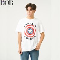 BOB Marvel Men Captain America T-Shirt - เสื้อยืดผู้ชายลายมาร์เวล กัปตันอเมริกา สินค้าลิขสิทธ์แท้100% characters studio