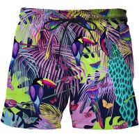Bird 3D Print Summer Beach Shorts Masculino Men Board Shorts Anime Short peacock Casual Quick Dry Streetwear Vacation shorts