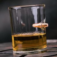 Creative Whisky Glass with Bullet Rum Bar Crystal Cup Studded Warhead Vodka Shot Glasses Unusual Big Beer Mug for Drinking Gift