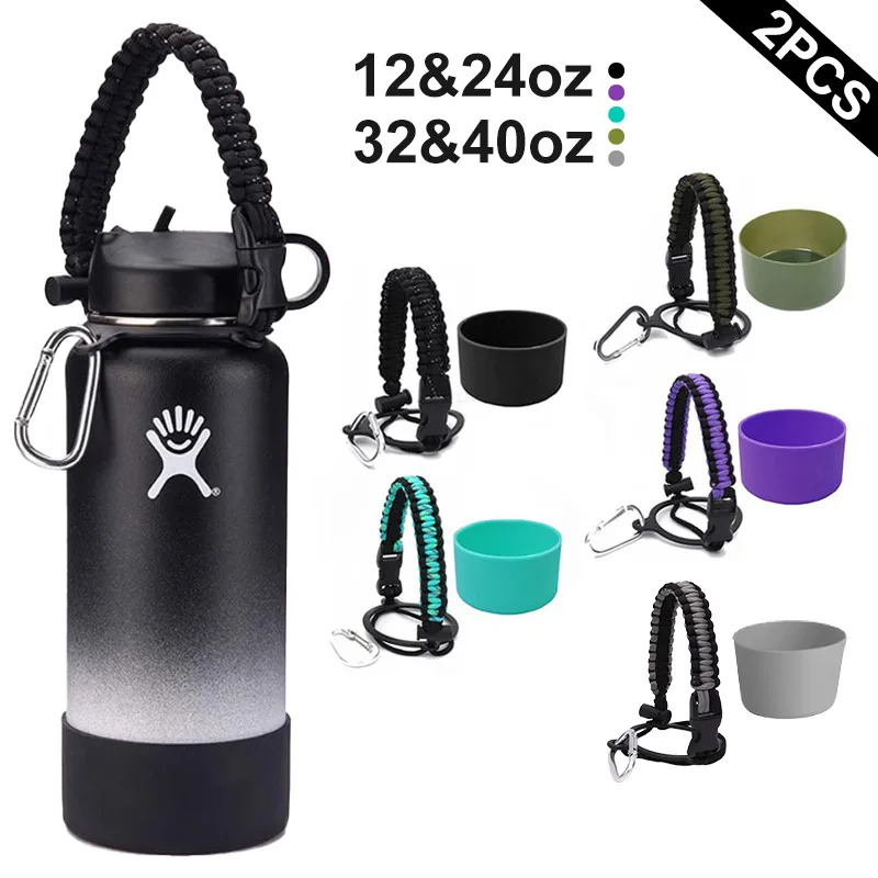 Paracord Handle + Silicone Sleeve Boot for Aquaflask Hydro Flask