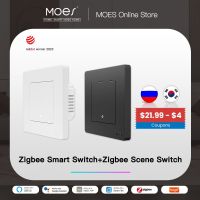 MOES สวิตช์ไฟอัจฉริยะ Tuya ZigBee Star Ring Series ไม่มีสายเป็นกลางไม่มีตัวเก็บประจุที่จําเป็น Smart Life ทํางานร่วมกับ Alexa Google Home♣