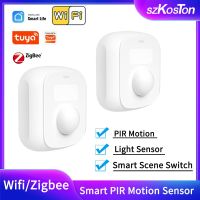 Tuya Zigbee Wifi Mini PIR Motion Sensor Smartlife APP Control Human Movement Detector with Light Sensor Scene Switch Function