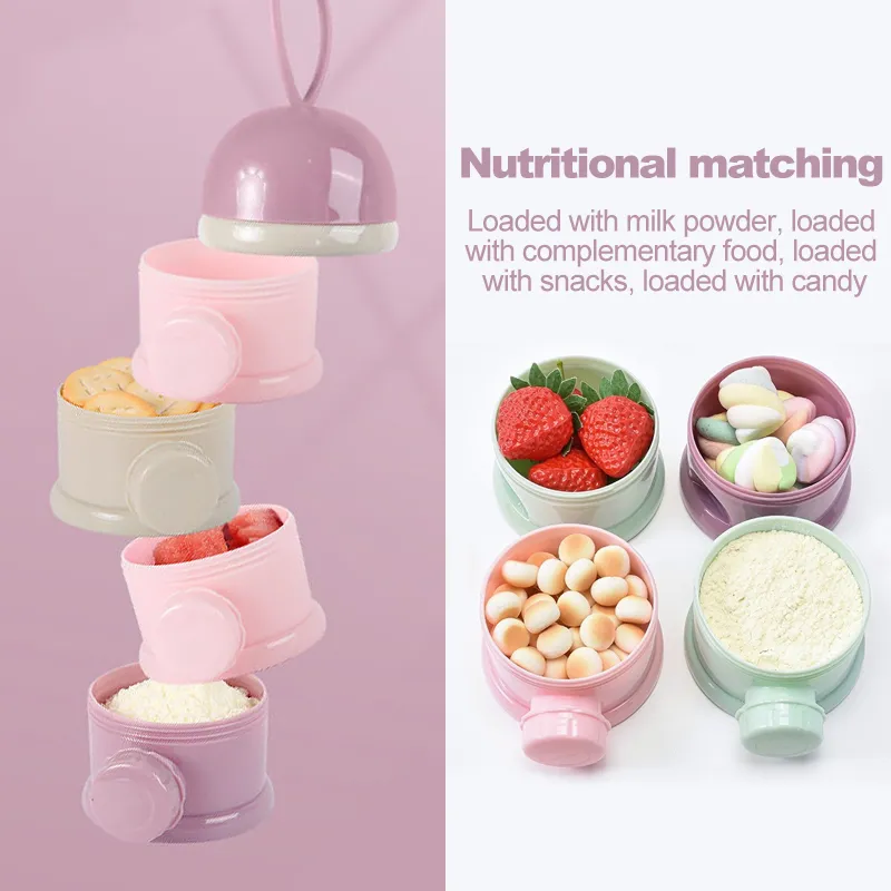 4 Layers Baby Milk Storage Powder Container Feeding Case Box Portable  Non-Leakage Food Supplement Rice Noodle Sealed Compartment Organizer Layer  Formula Dispenser Travel