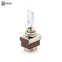 1pcs AC 250V 3A 3 Position ON/OFF/ON DPDT Flat Handle Toggle Switch KN3 203 KN3-203