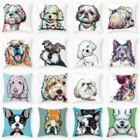 Sofa Pillowcase Bedroom Decoration Cushion Cover Cute Dog Yorkie Pillowcase Pug Pillow Sofa Car