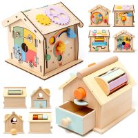 Kids Wooden Montessori House Educational Toy Busy Board Activity Object Permanence Box Fine Motor Skill Sensory Toys for Toddler